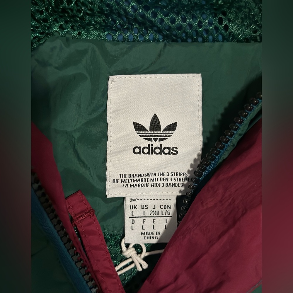Adidas Green and Blue Windbreaker with Hood - Picture 3 of 6